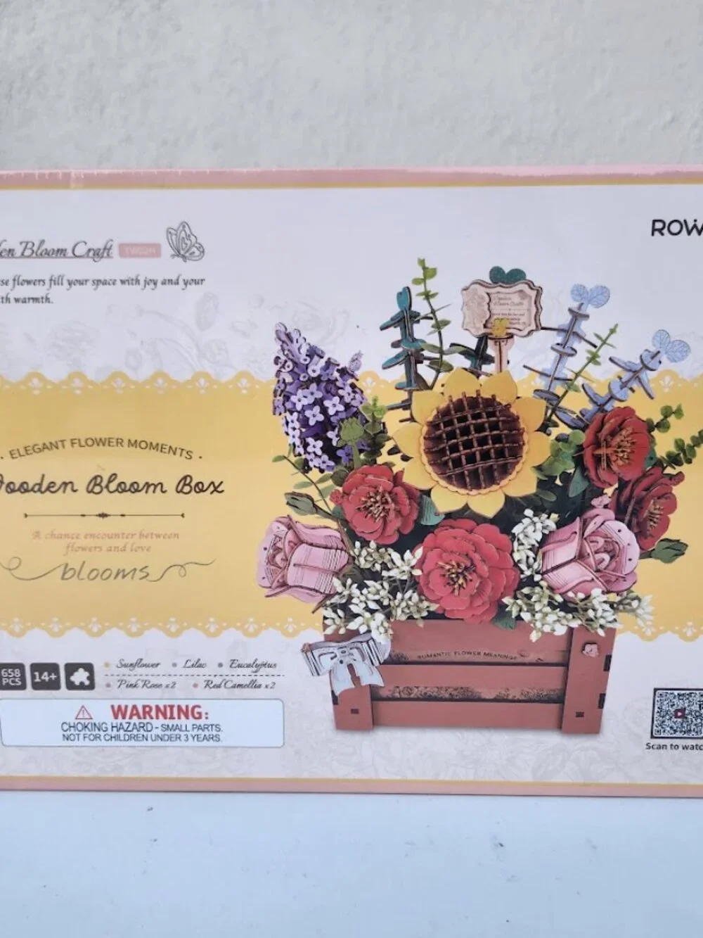 3D Puzzle for Adults Wooden Flower Building Set Artificial Flowers Wedding Cente